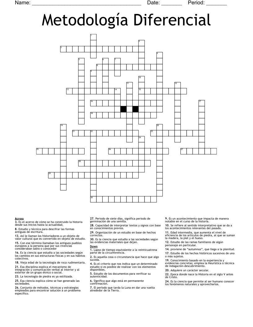 Metodología Diferencial Crossword