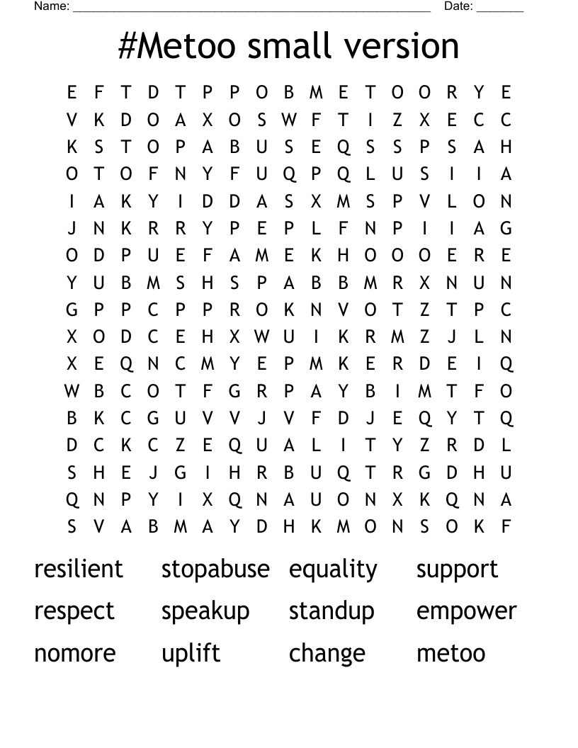 #Metoo small version Word Search
