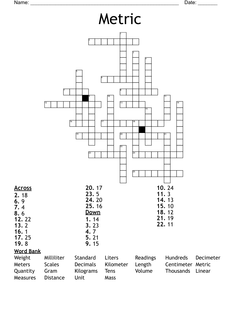 Metric Crossword