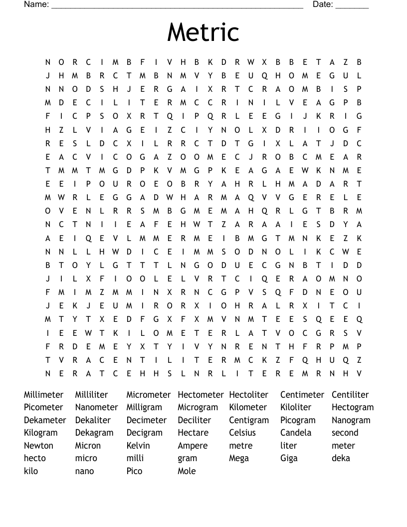Metric Word Search