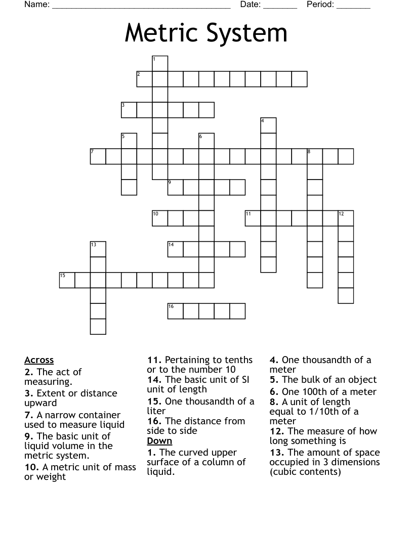 Metric System Crossword