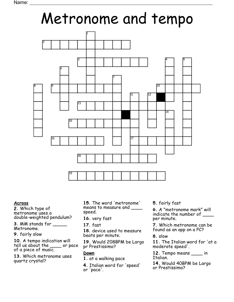 Metronome and tempo Crossword
