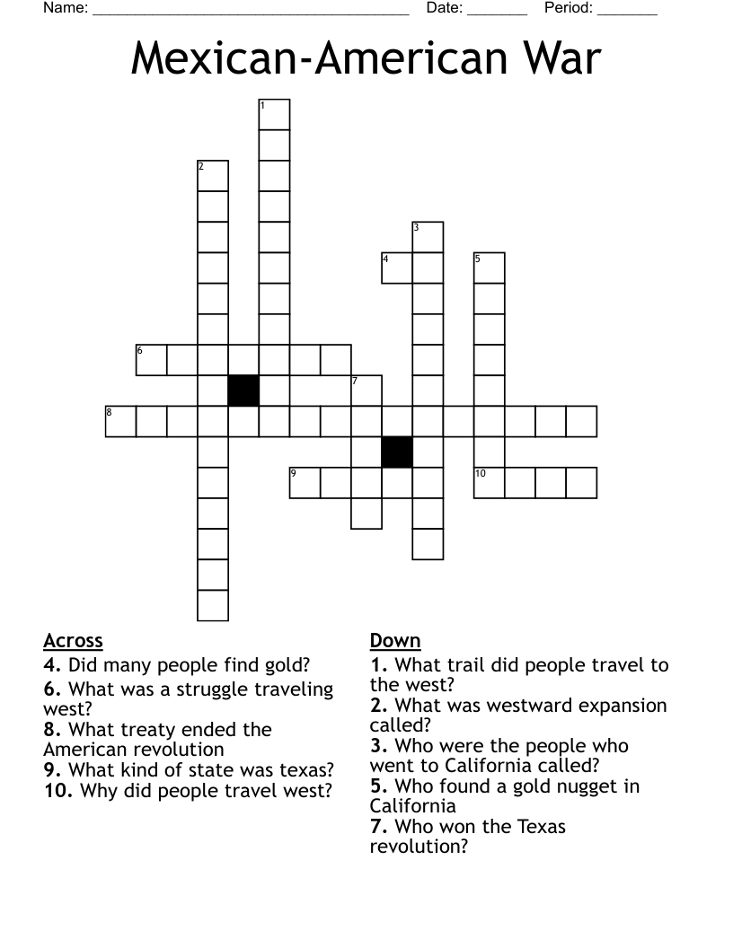 Mexican-American War Crossword