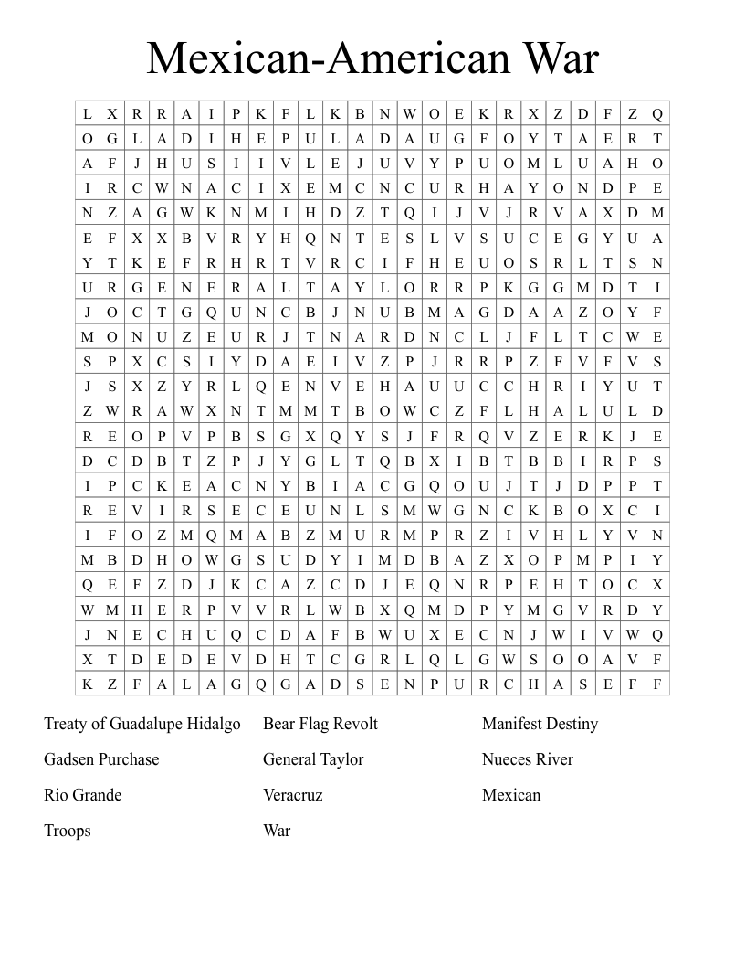 Mexican-American War Word Search