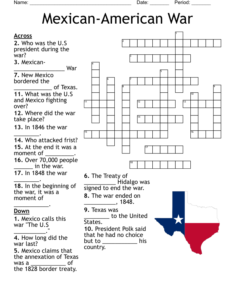 Mexican-American War  Crossword