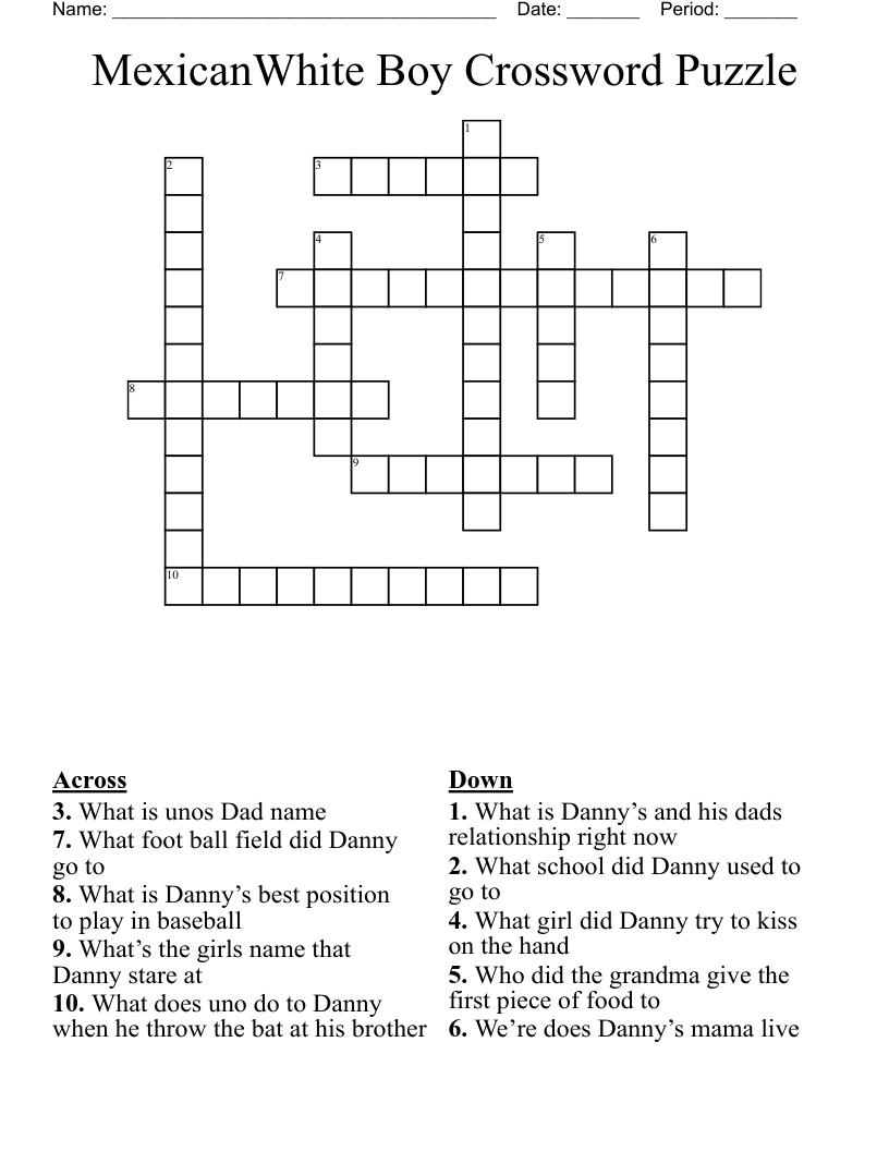 MexicanWhite Boy Crossword Puzzle