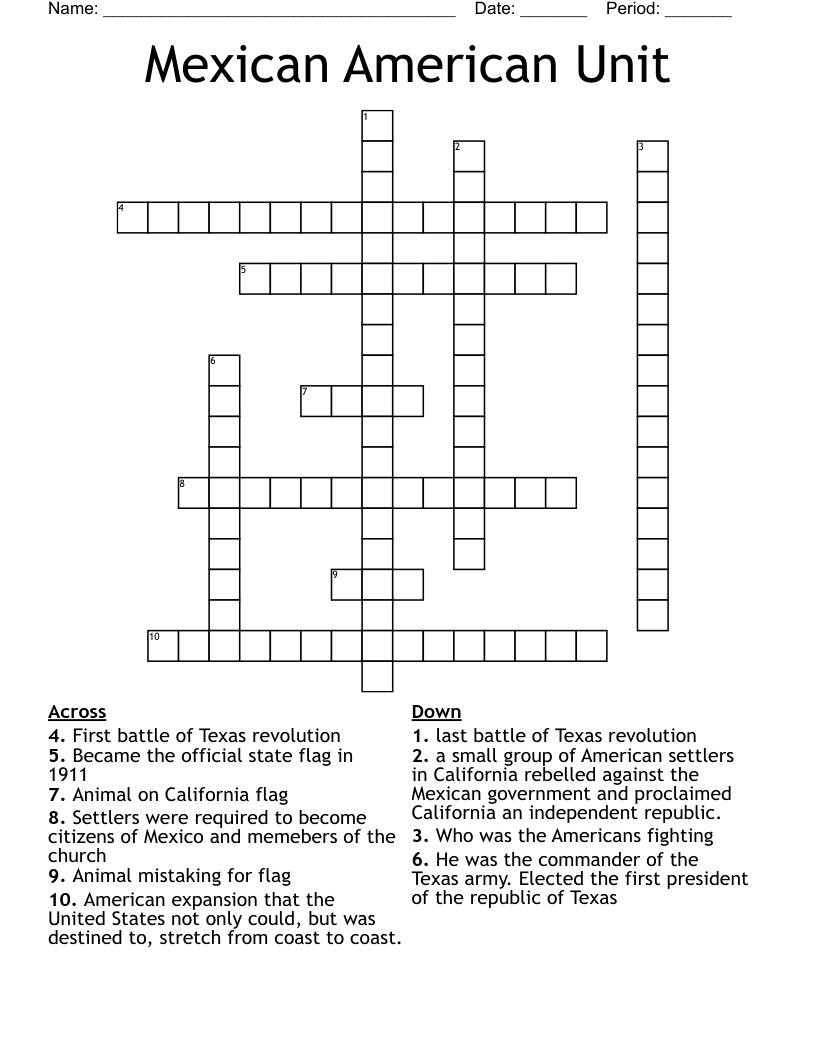 Mexican American Unit Crossword