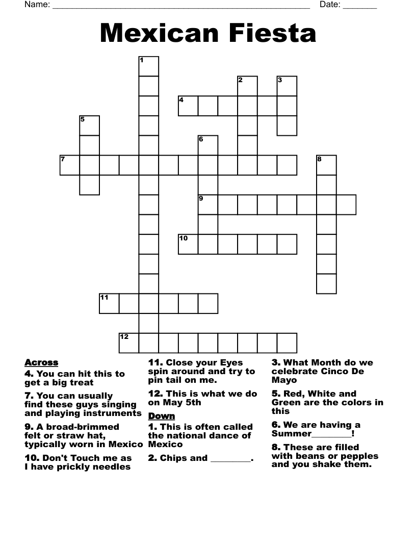 Mexican Fiesta Crossword
