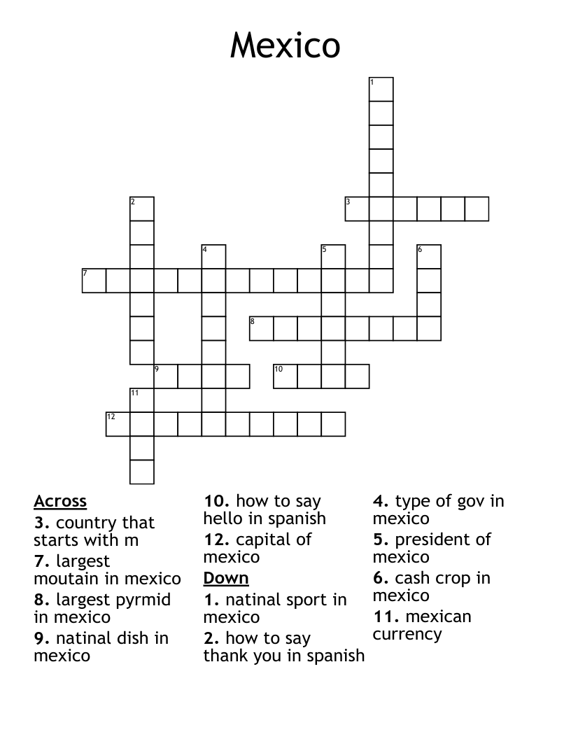 Mexico Crossword