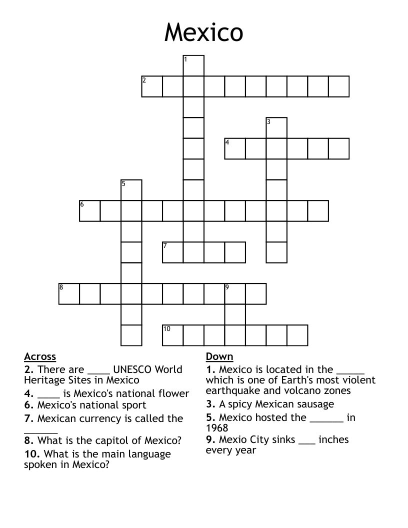Mexico Crossword