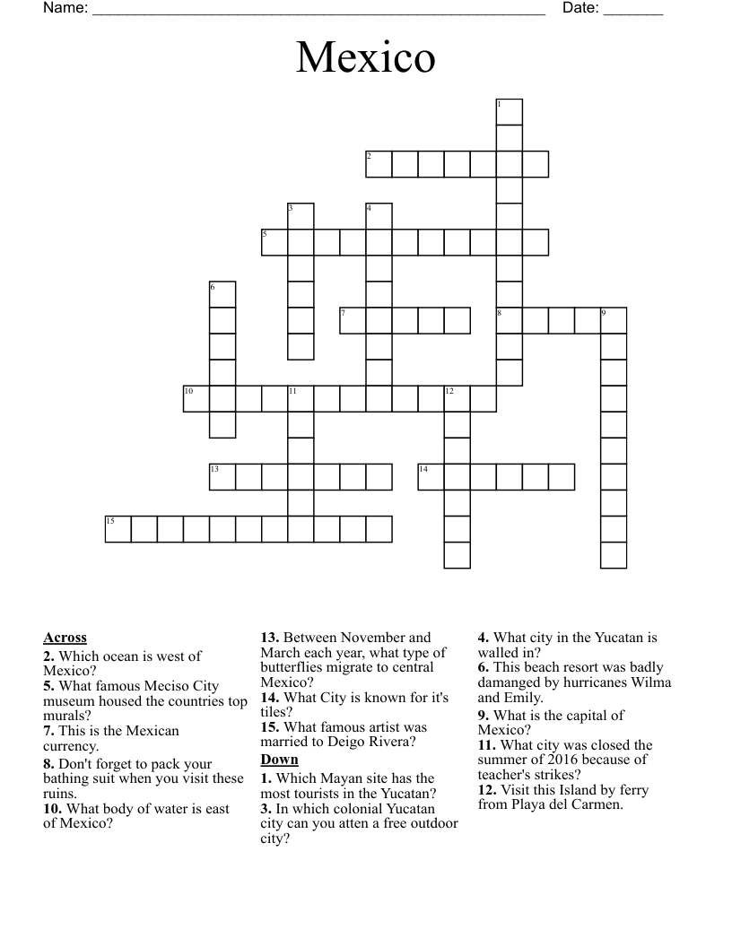 Mexico Crossword