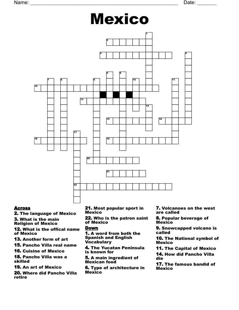 Mexico Crossword