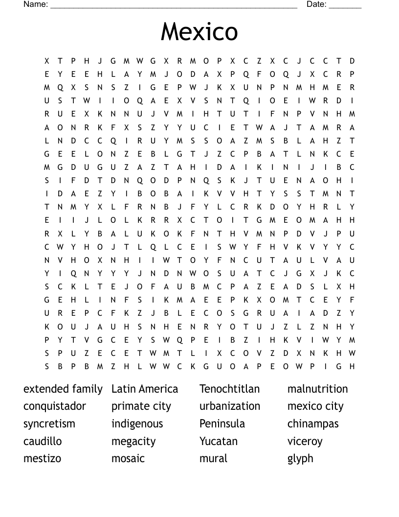 Mexico Word Search