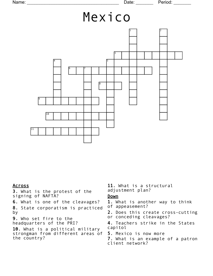 Mexico Crossword