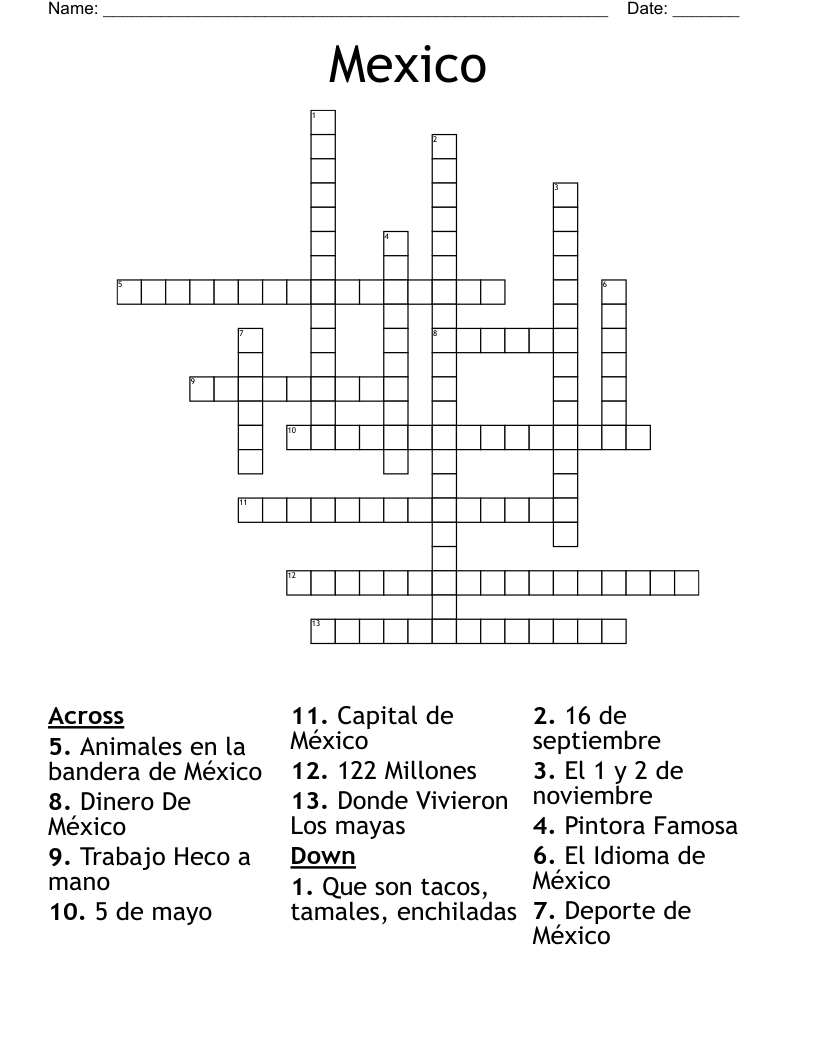Mexico Crossword
