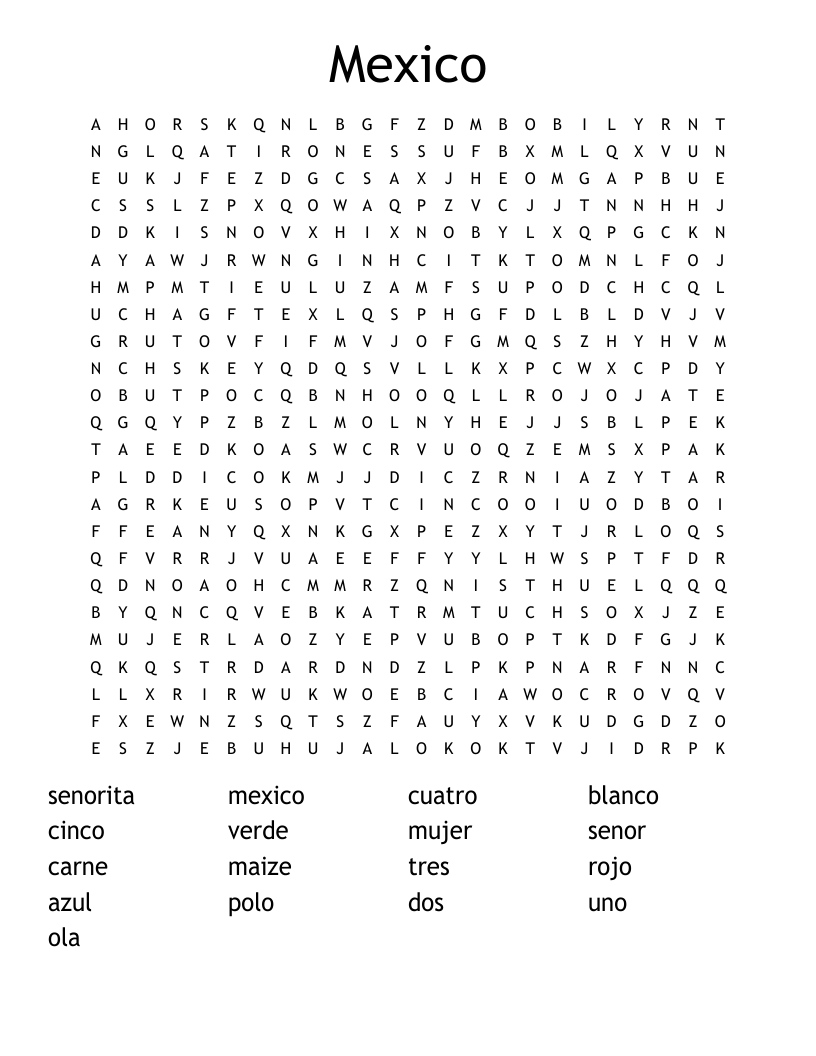 Mexico Word Search