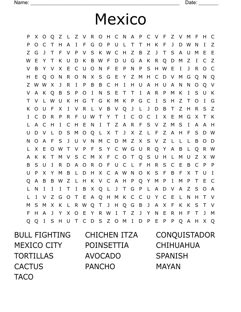 Mexico Word Search