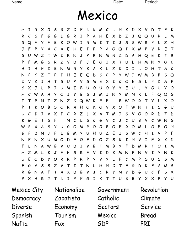Mexico Word Search