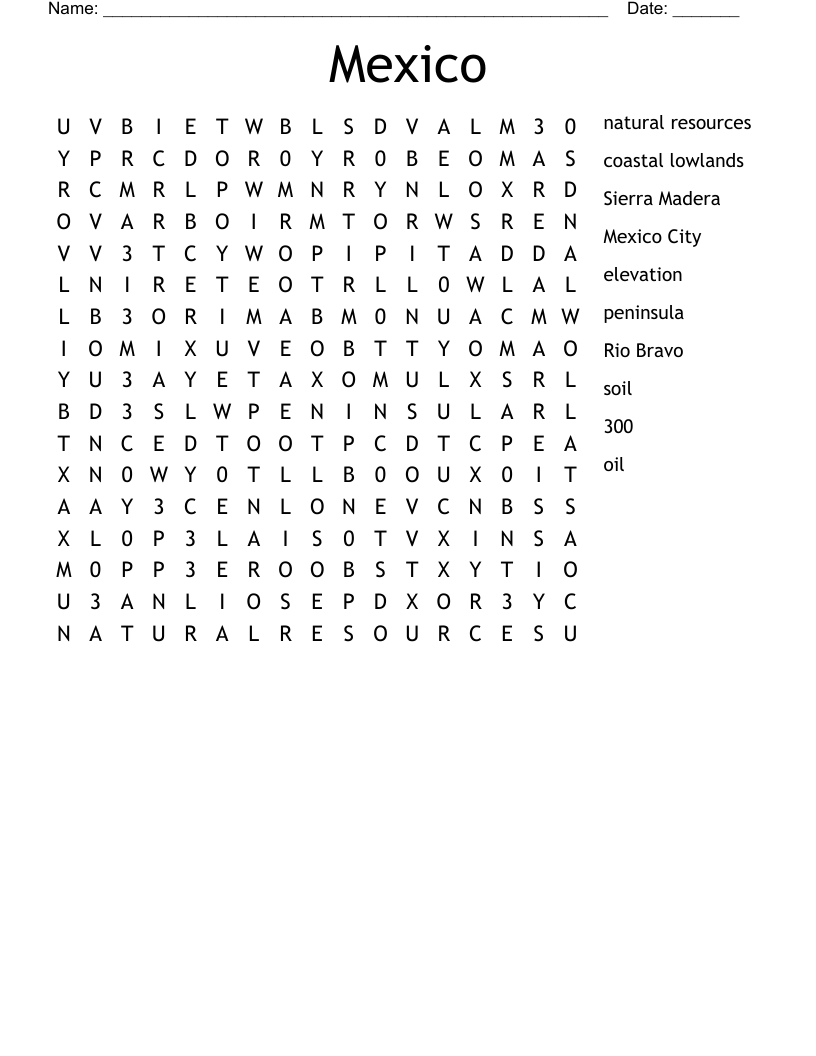 Mexico Word Search
