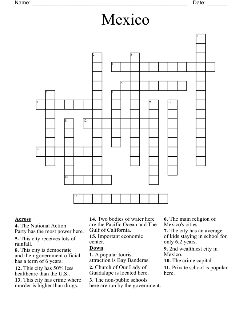 Mexico Crossword