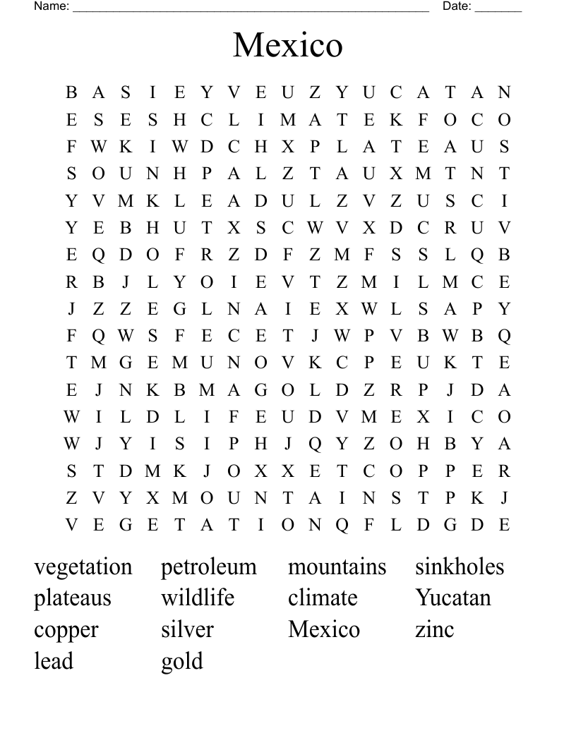 Mexico Word Search