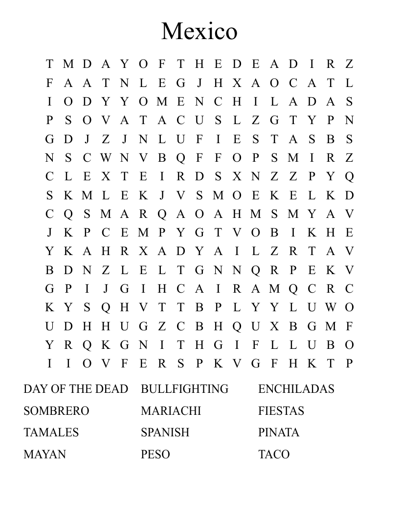 Mexico Word Search