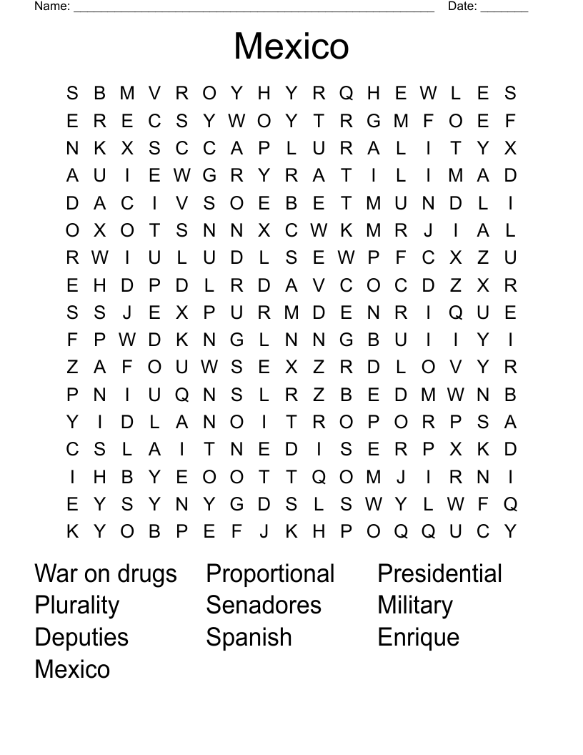 Mexico Word Search