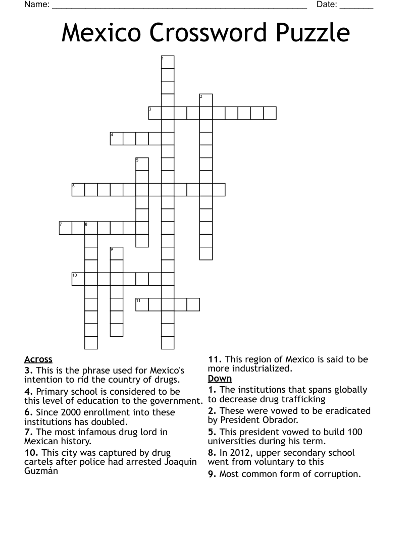 Mexico Crossword Puzzle