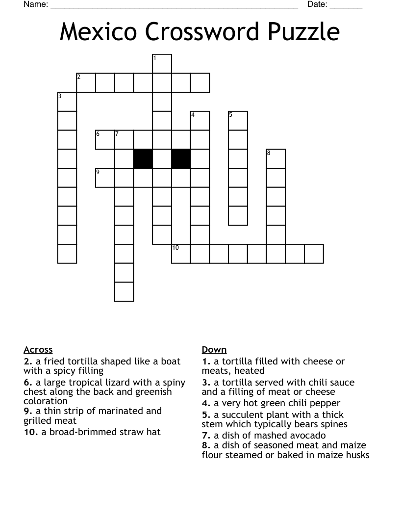 Mexico Crossword Puzzle