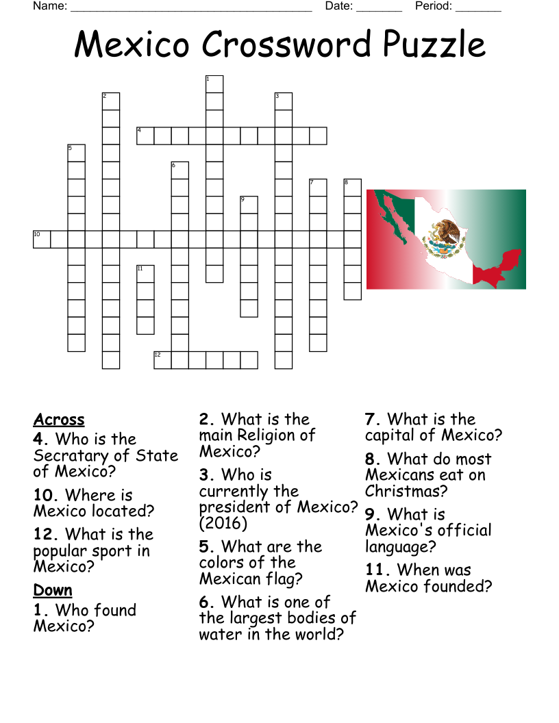 Mexico Crossword Puzzle 