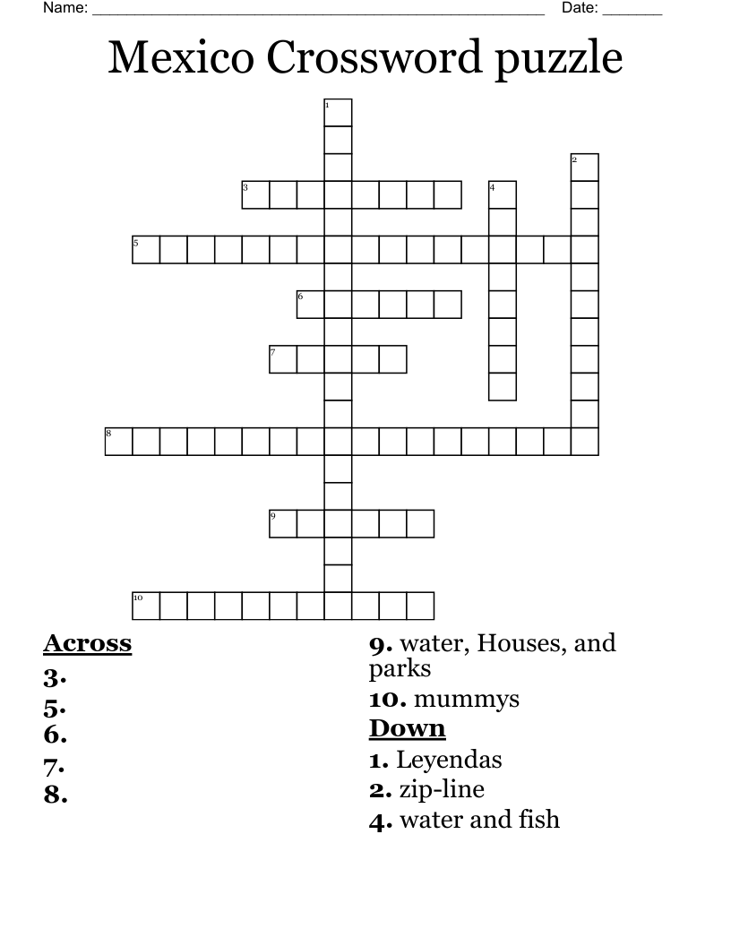 Mexico Crossword puzzle