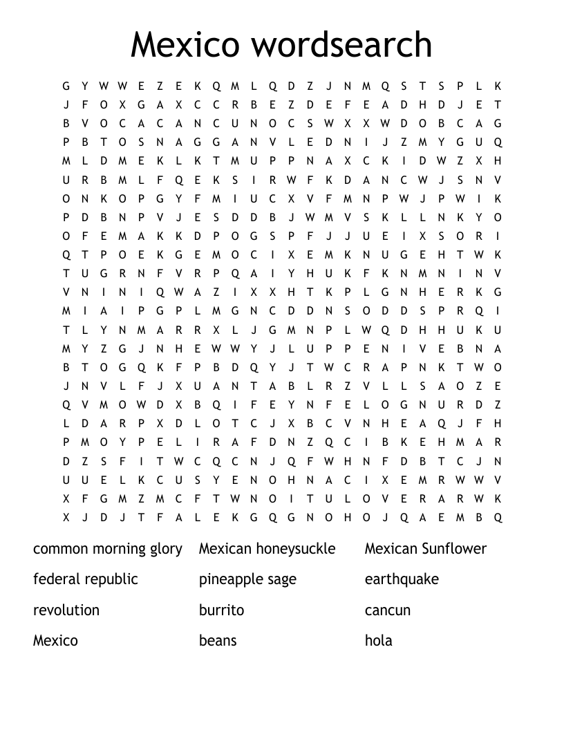 Mexico wordsearch