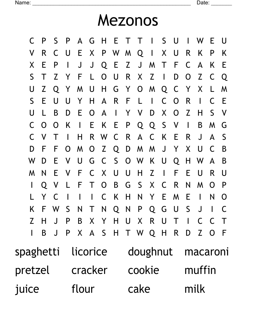 Mezonos Word Search