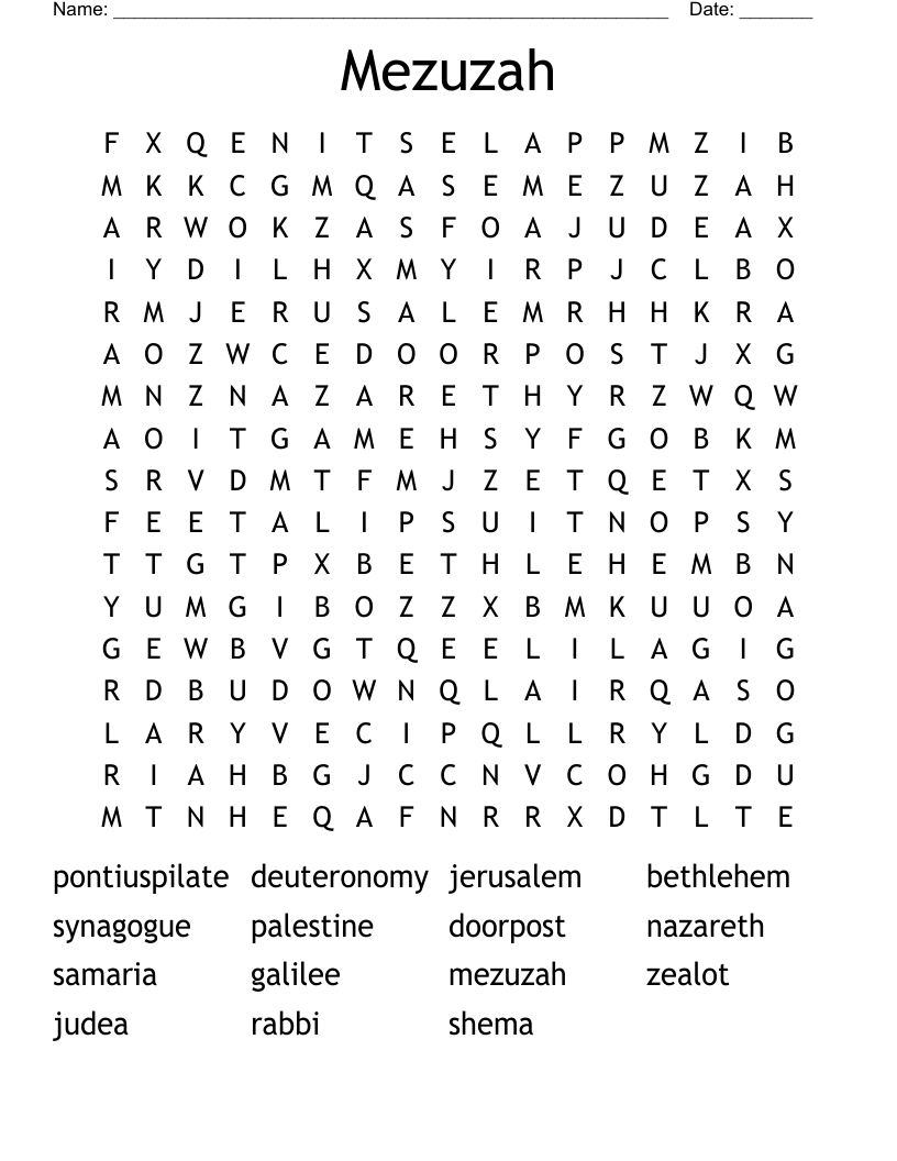 Mezuzah Word Search
