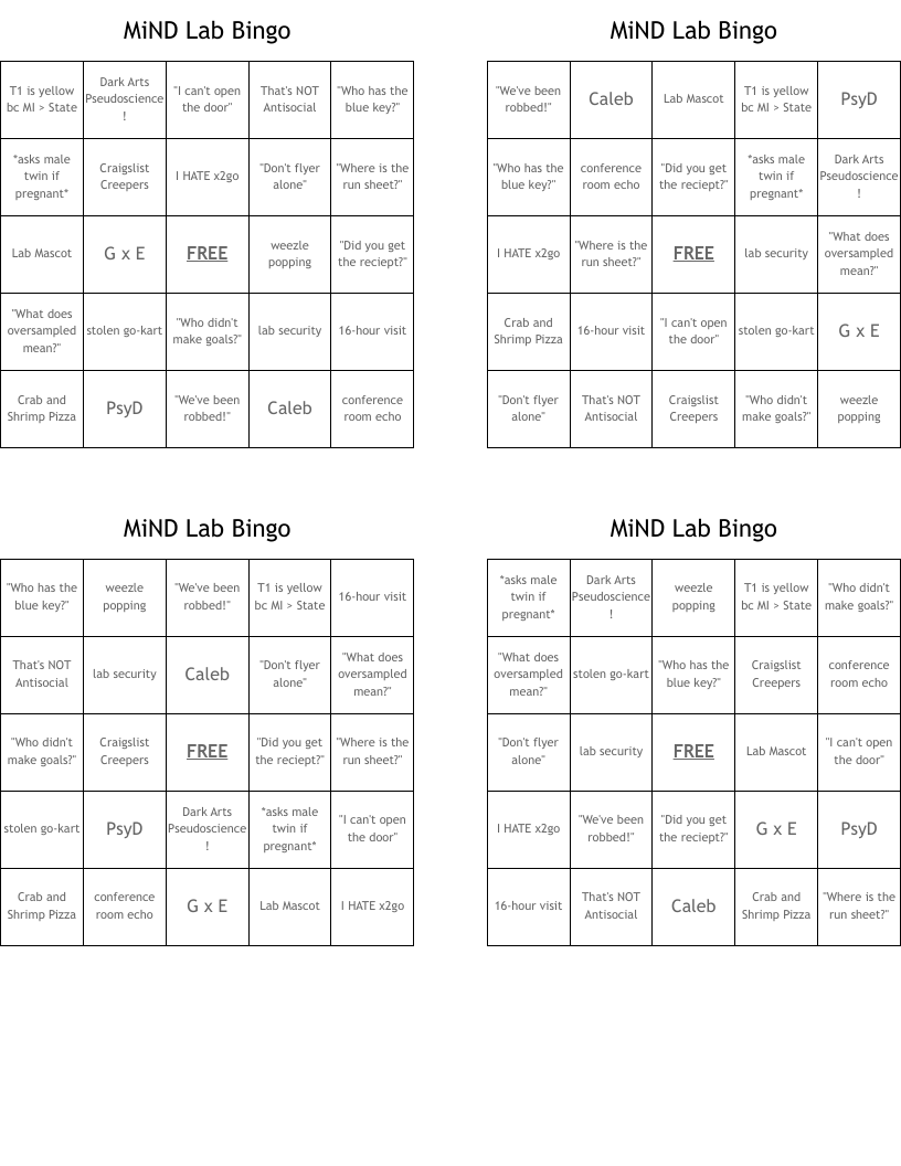 MiND Lab Bingo