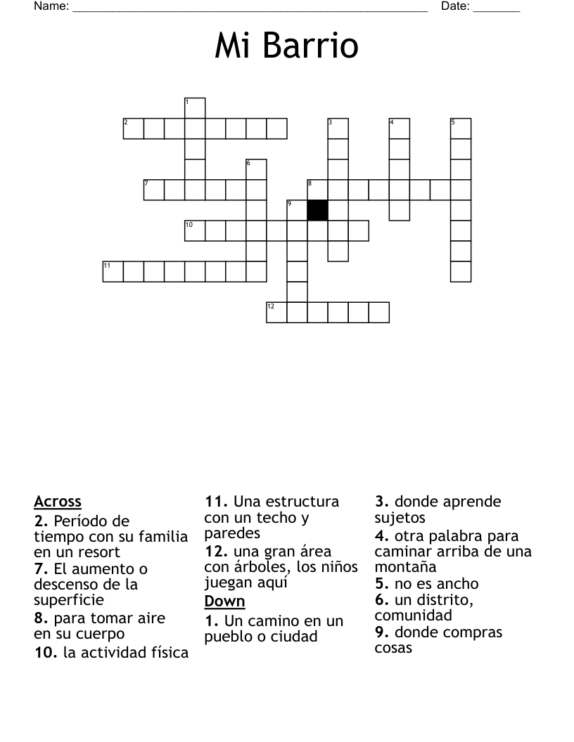 Mi Barrio Crossword