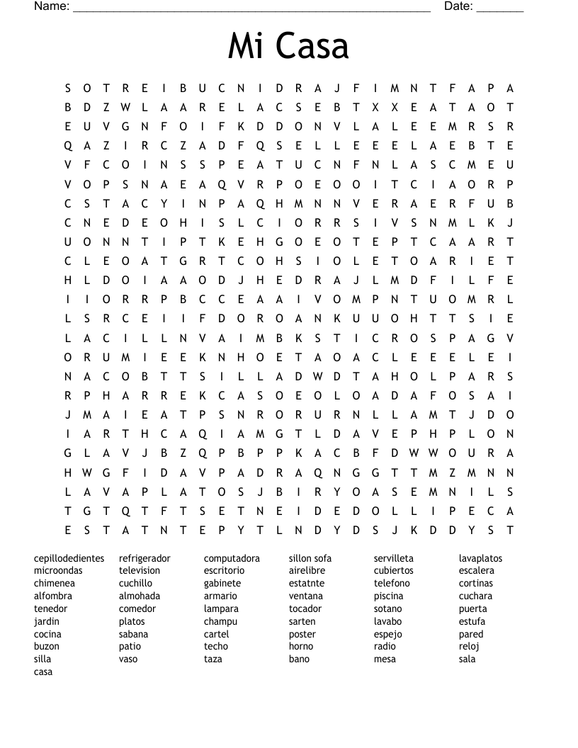 Mi Casa Word Search