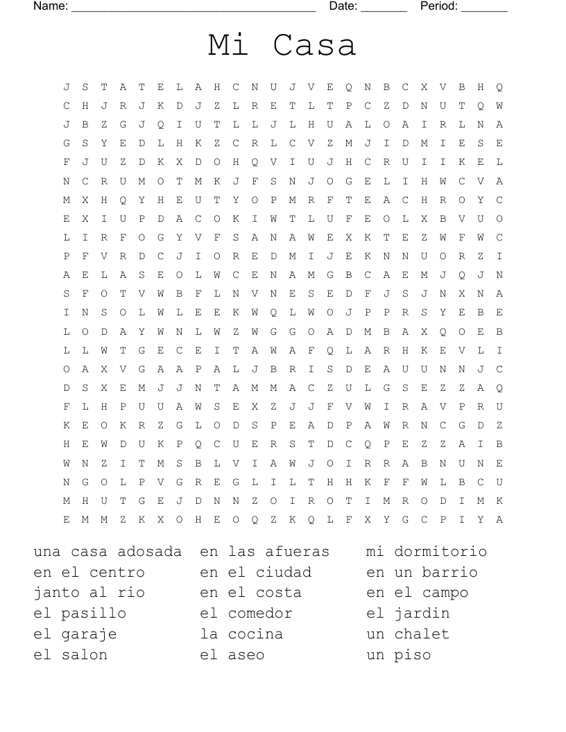Mi Casa  Word Search
