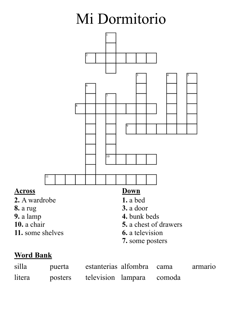 Mi Dormitorio Crossword