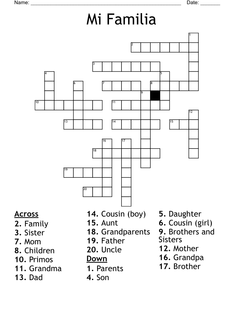 Mi Familia Crossword