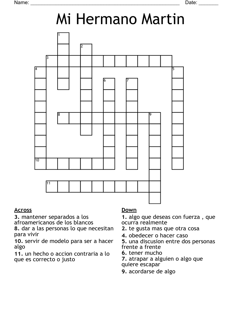 Mi Hermano Martin Crossword