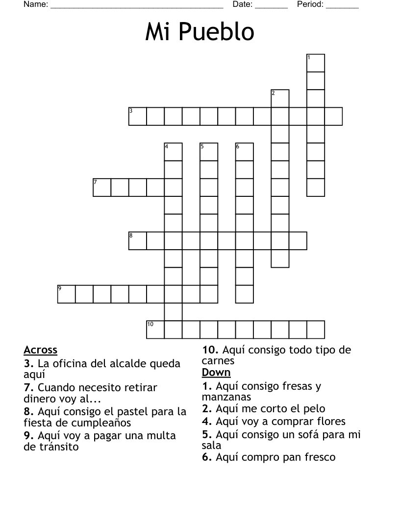 Mi Pueblo Crossword