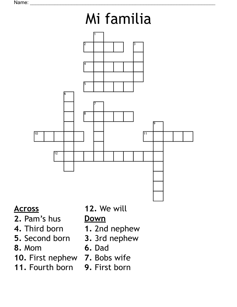Mi familia Crossword