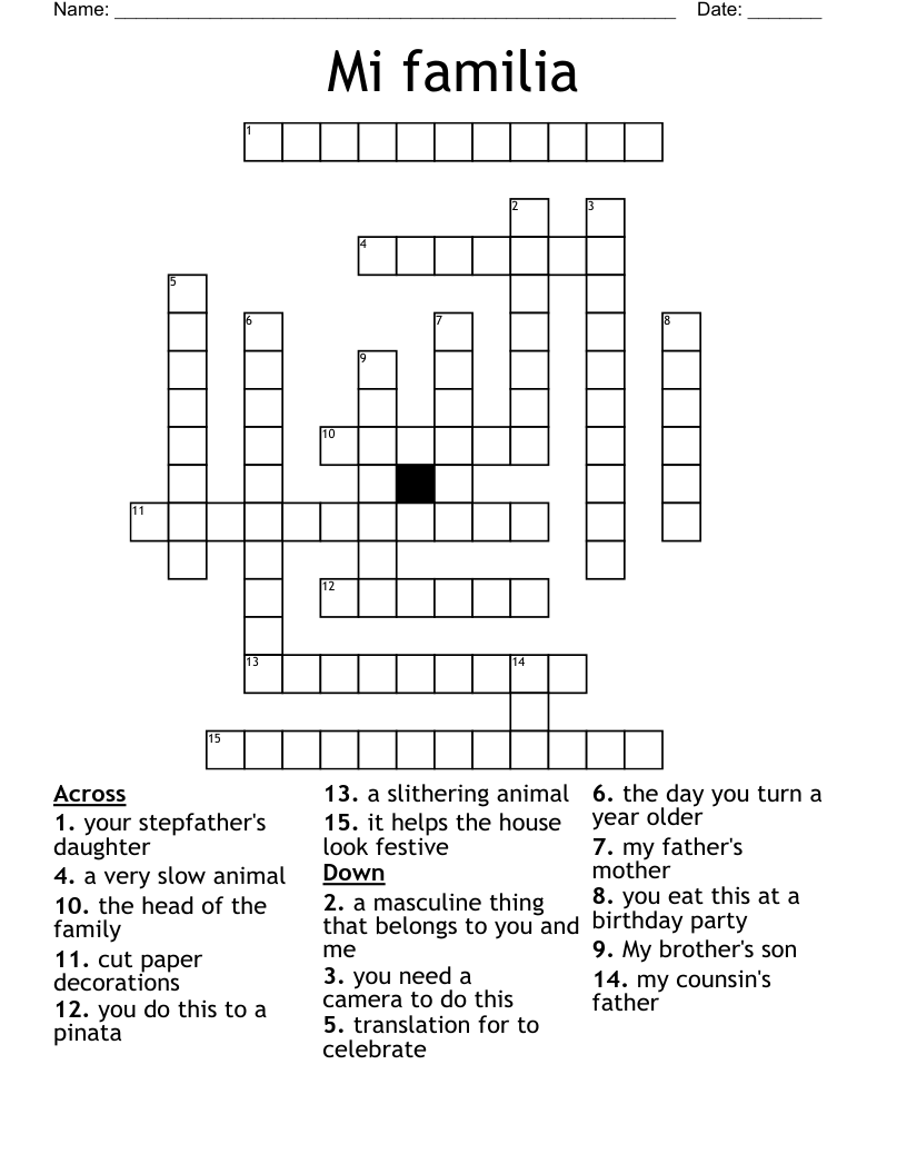 Mi familia Crossword