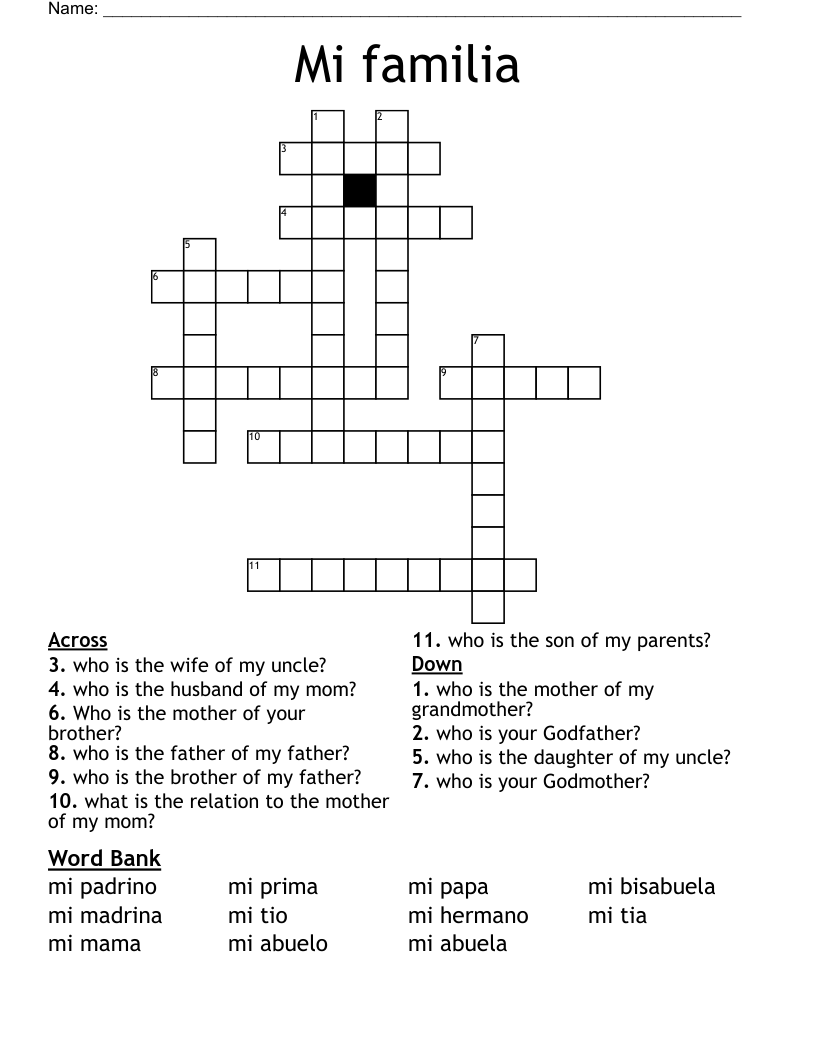Mi familia  Crossword