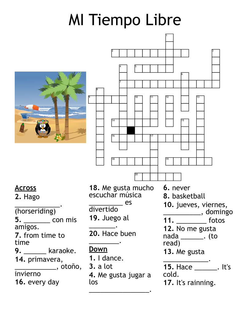 MI Tiempo Libre Crossword