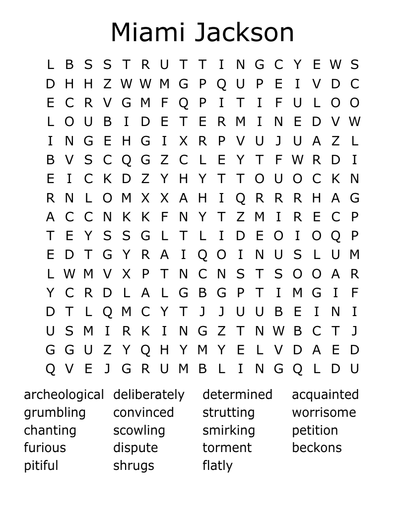 Miami Jackson  Word Search