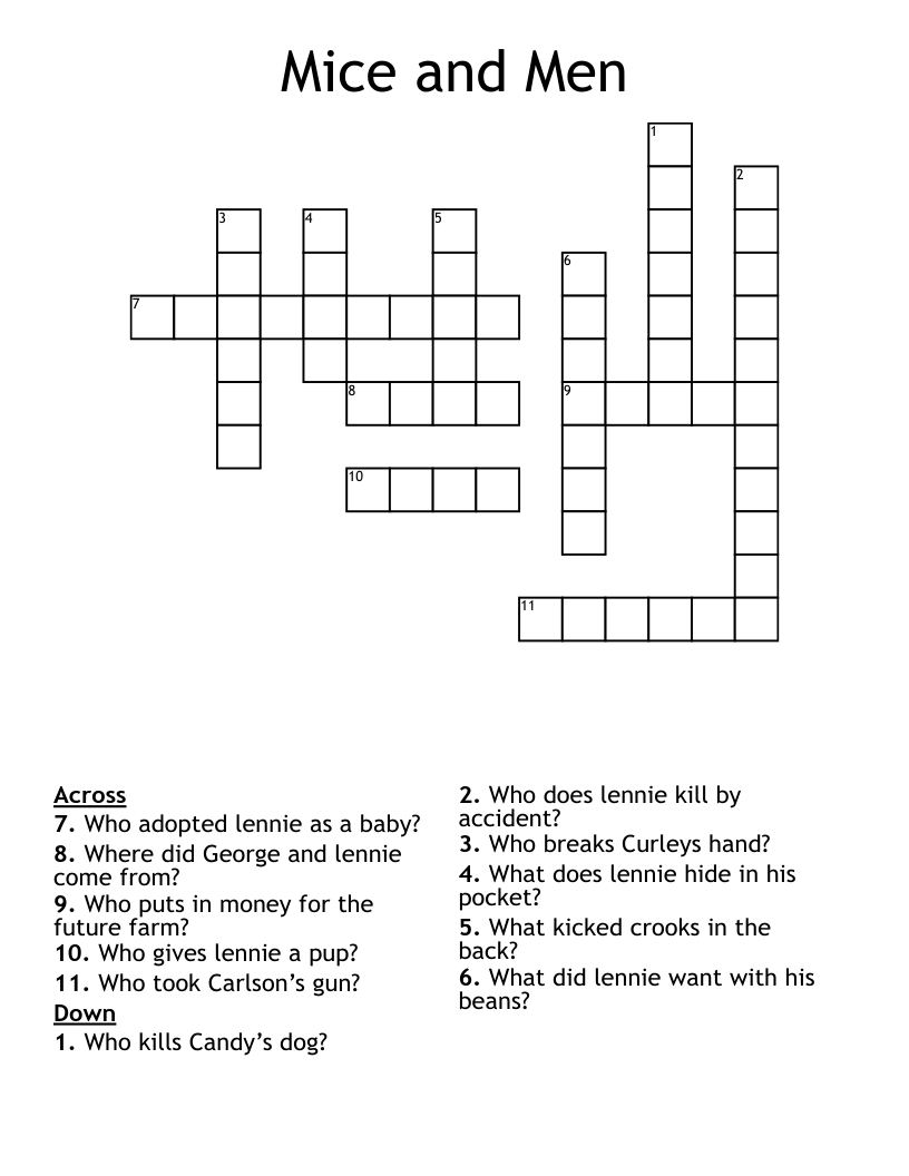 Mice and Men Crossword