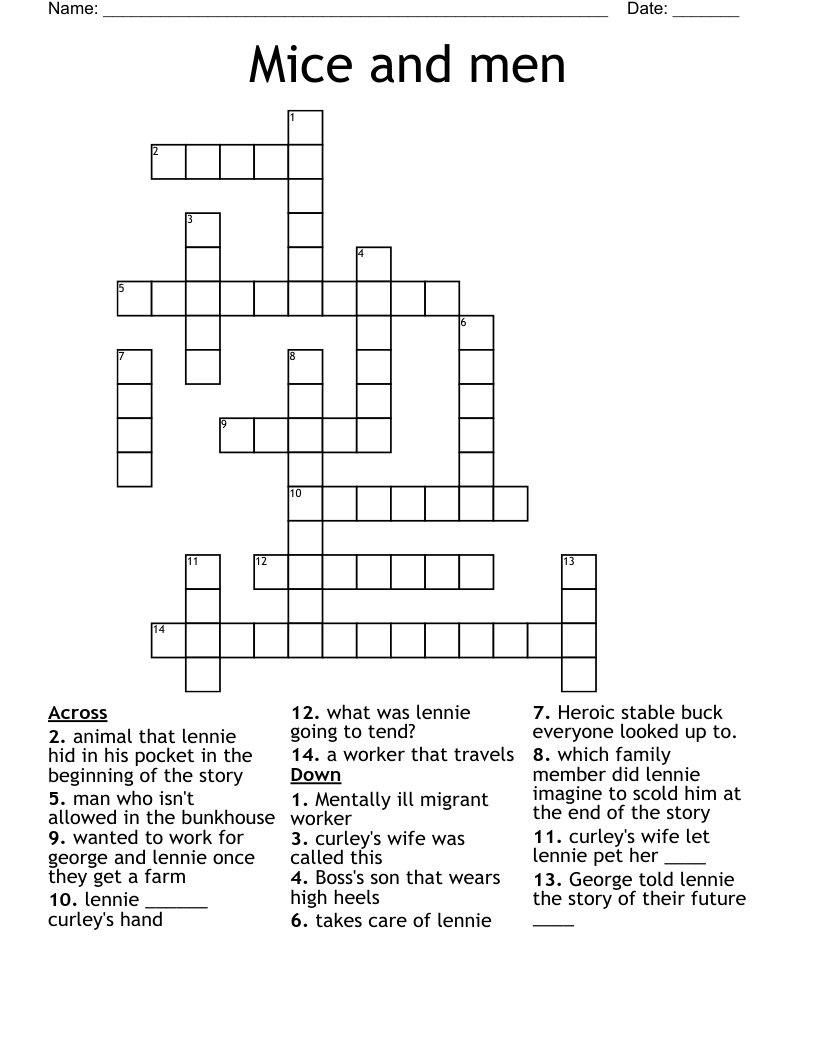 Mice and men Crossword