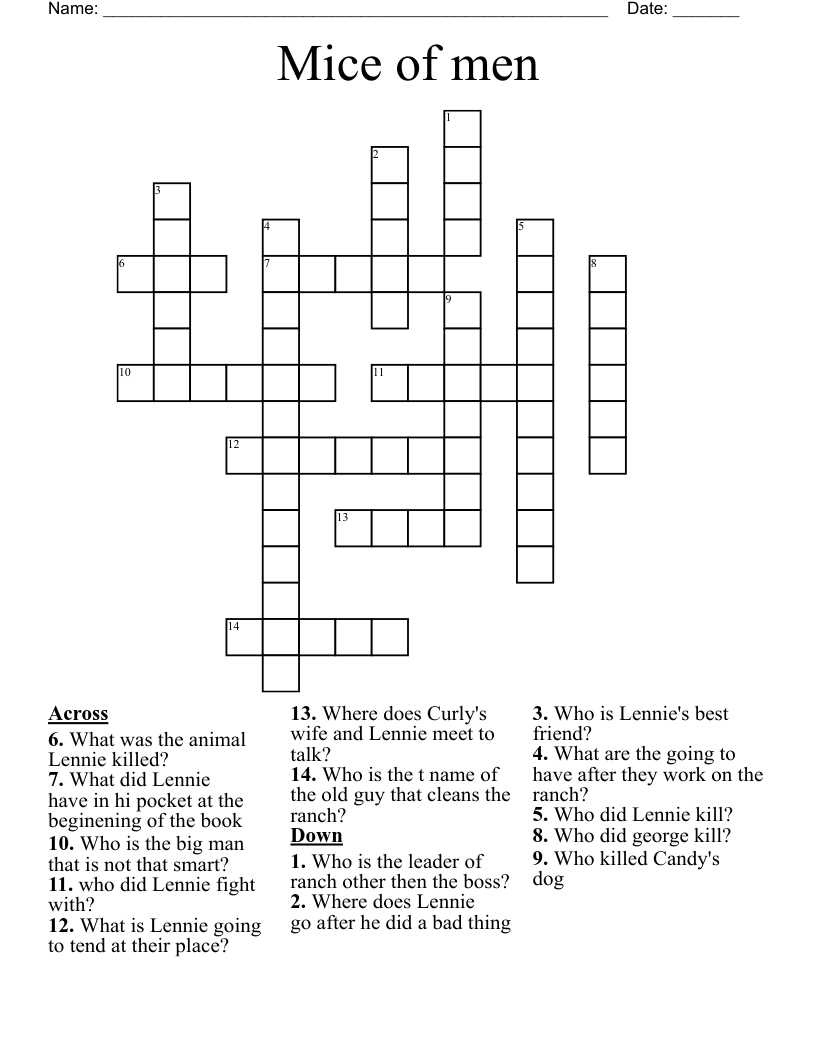 Mice of men  Crossword
